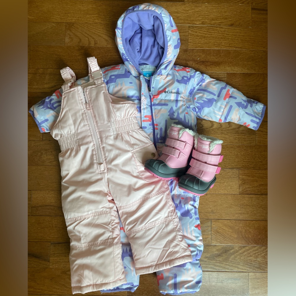 Kids' Pink and Purple Snowsuit Set + Snow Boots